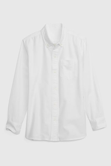 White Organic Cotton Long Sleeve Oxford Shirt (4-13yrs)