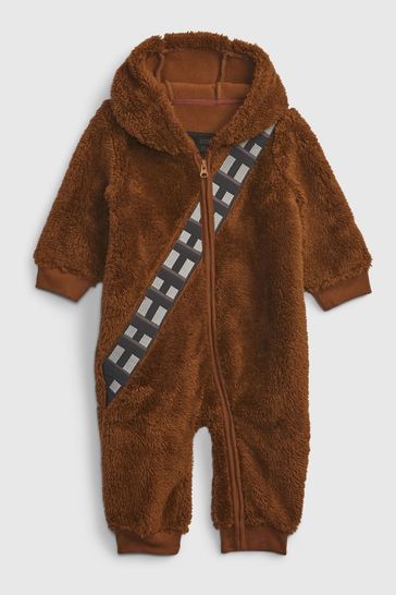 Brown Star Wars Chewie Sherpa Baby Sleepsuit