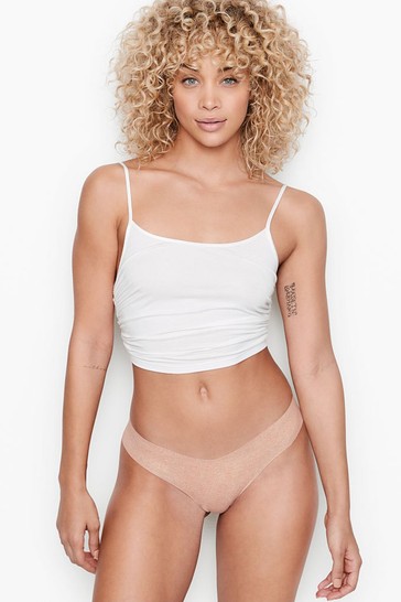 Victoria's Secret Heathered Beige No Show Thong Knickers