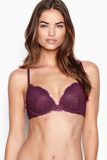 Victoria's Secret Dark Violet Purple Lace Push Up Bra