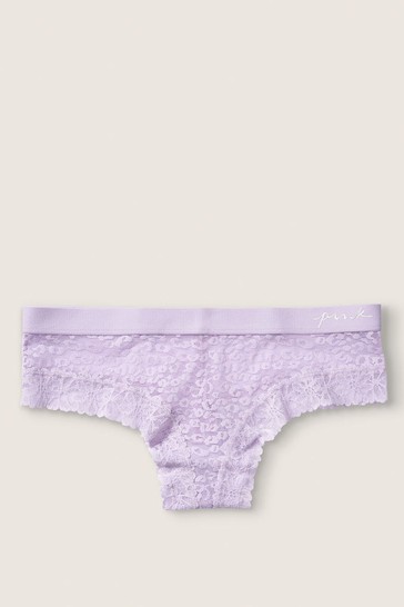 Victoria's Secret PINK Cabana Purple Lace Logo Thong Knickers