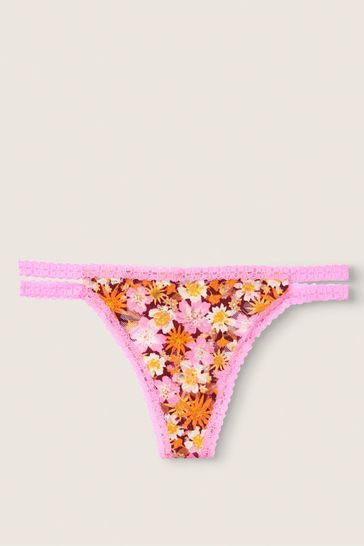 Victoria's Secret PINK Desire Large Floral Strappy Lace Thong Knicker