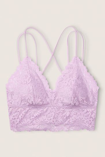 Victoria's Secret PINK Cabana Purple Lace Strappy Back Longline Bralette