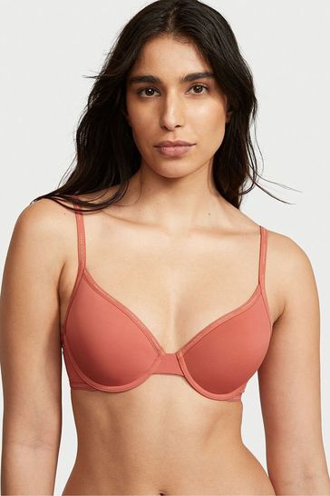 Victoria's Secret Canyon Rose Pink Smooth Logo Strap Lightly Lined Full Cup T-Shirt Bra