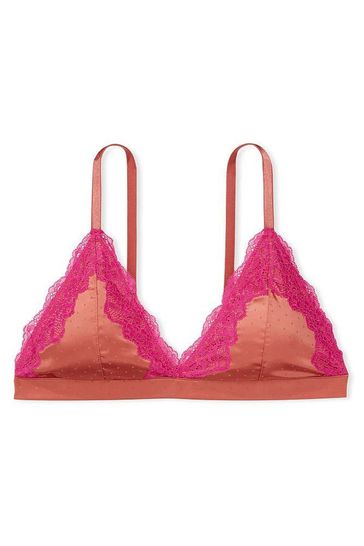 Victoria's Secret Canyon Rose Pink Satin Lace Triangle Bralette