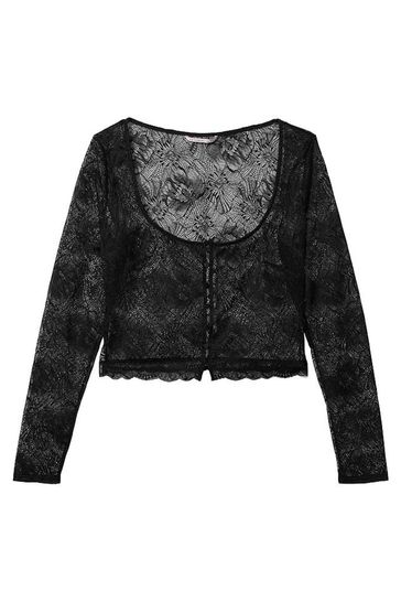 Long sleeve stretch lace top victoria's secret hotsell