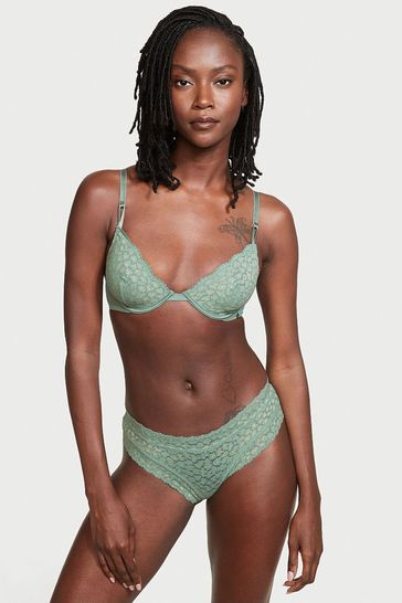 Victoria's Secret Sage Dust Green Lace Cheeky Panty