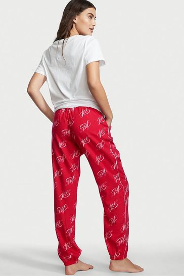 Victoria's Secret Lipstick Red Script Short Sleeve T-Shirt Flannel Pyjamas