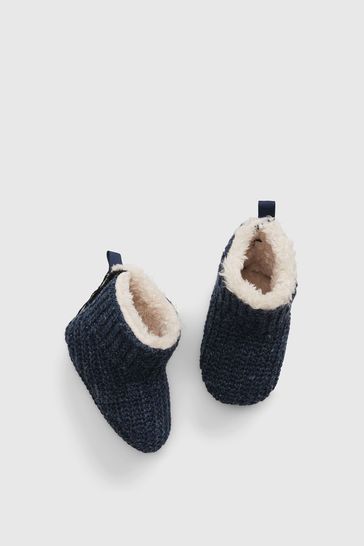 Blue Sherpa-Lined Baby Booties