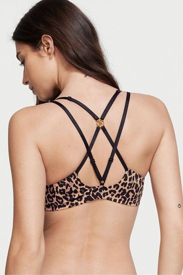 Victoria's Secret Brown Leopard Print Front Fastening Push Up Bra