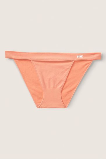 Victoria's Secret PINK Coral Cream Orange Seamless Bikini Knickers