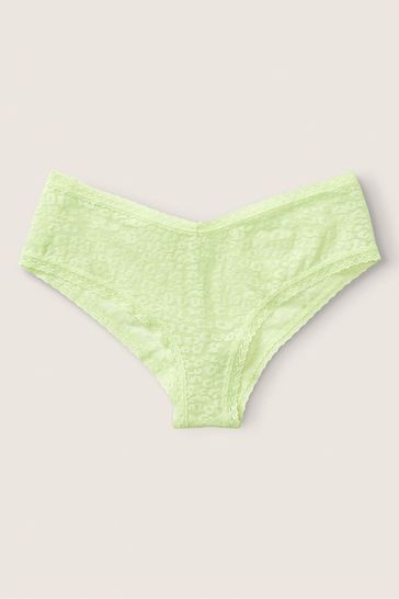 Victoria's Secret PINK Icy Lime Green Lace Logo Cheeky Knickers