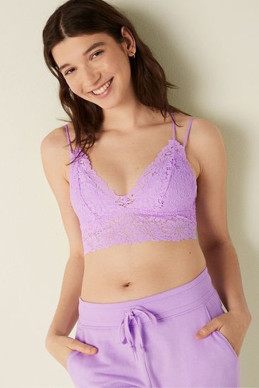 Victoria's Secret PINK Petal Purple Lace Strappy Back Longline Bralette