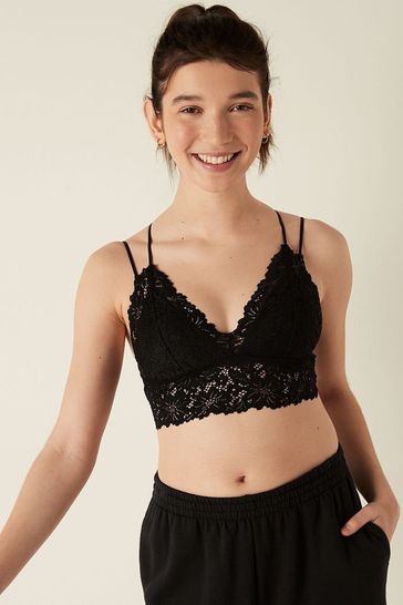 Buy Victoria's Secret PINK Pure Black Lace Lightly Lined Corset Bralette  from the Next UK online shop
