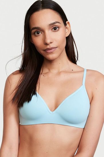 Victoria's Secret Breaker Blue Smooth Logo Strap Lightly Lined Non Wired T-Shirt Bra