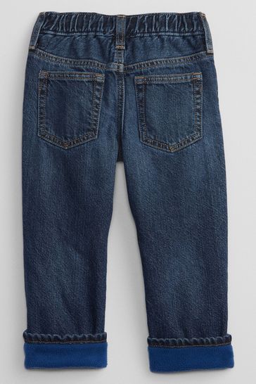 Lined sales blue jeans