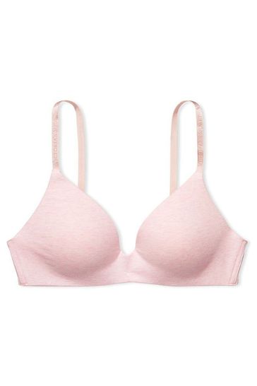 Victoria's Secret Petal Pink Victoria's Secret Wireless Cotton Bra with Shimmer Logo Straps