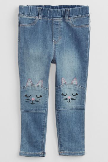 Gap Blue 3D Embroidered Jeggings