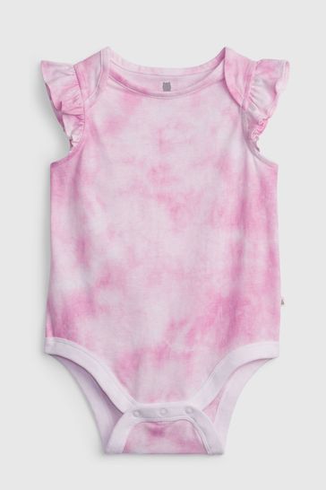 Pink Tie Dye Organic Cotton Mix and Match Flutter Bodysuit