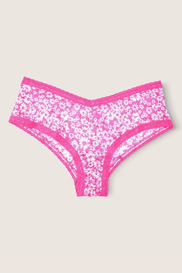 Victoria's Secret PINK Capri Pink Floral Lace Logo Cheeky Knickers