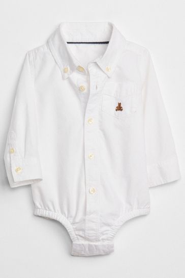 White Oxford Button-Up Bodysuit