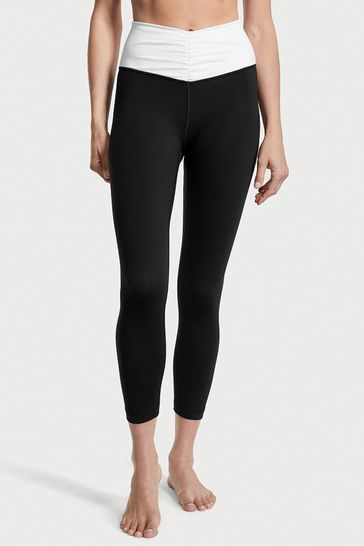 Victoria s Secret Black and White Ruched Crop Legging