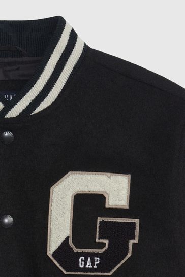 Gap Black Varsity Logo Jacket 4 13yrs