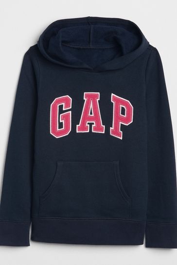 Navy Blue and Pink Logo Hoodie (4-13yrs)