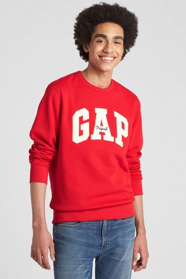 Gap Original Arch Crew Sweatshirt Pure Red, Men's, Size: XL, Pure Red