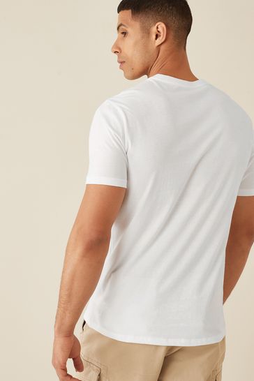 White Logo Short Sleeve Crew Neck T Shirt