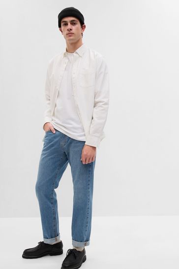 Light Wash Blue Straight Jeans with Washwell
