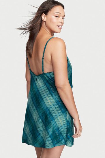 Victoria s Secret Sea Salt Green Flannel V Neck Slip