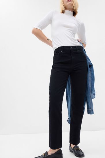 Gap Black High Waisted Cheeky Straight Jeans with Washwell