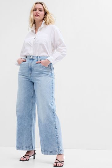 Buy Gap High Waisted Washwell Cropped Wide Leg Jeans from the Gap ...