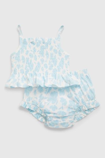 Blue Smocked 2-Piece Outfit Set