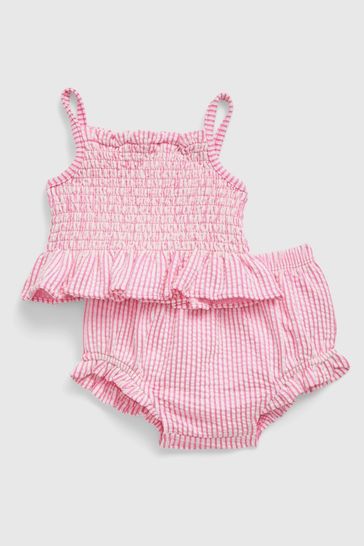 Pink Smocked 2-Piece Outfit Set