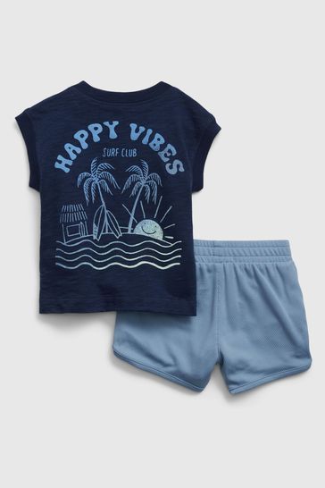 Blue T-Shirt and Shorts Outfit Set