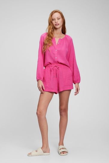 Buy Gap Crinkle Gauze High Rise Pull On Shorts from the Gap online