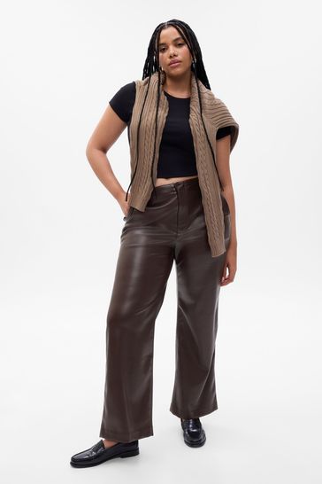 Mid rise sales leather pants