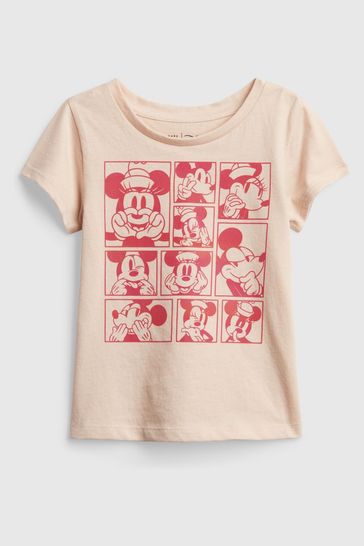 Beige Disney Mickey Mouse Graphic T-Shirt