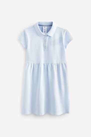 Blue Organic Cotton Uniform Polo Dress