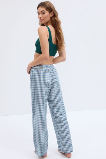 Gingham 2025 pants blue