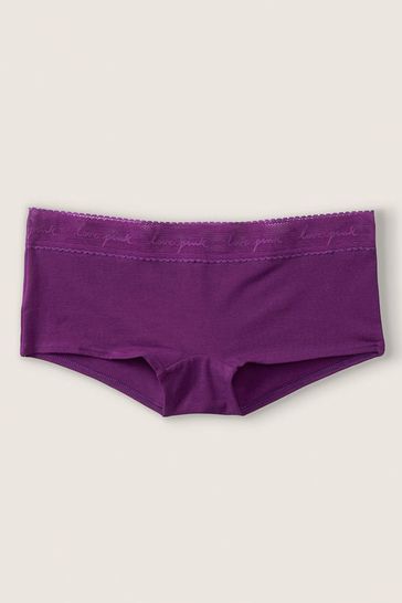 Victoria's Secret PINK Virtual Violet Purple Cotton Logo Short Knicker