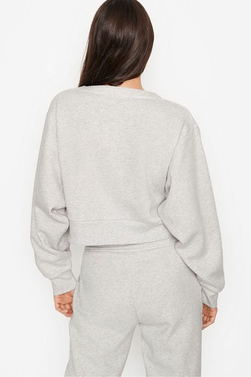 Buy Victoria s Secret Cotton Fleece Lace Up Crewneck Hoodie from