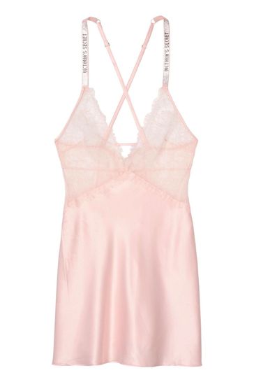 Victoria s Secret Shine Strap Satin Lace Slip