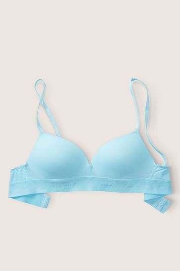 Victoria's Secret PINK Blue Breeze Smooth Non Wired Push Up T-Shirt Bra