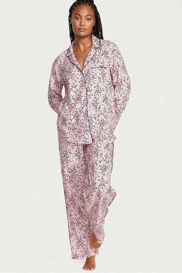Victoria's Secret Babydoll Pink Mini Hearts Flannel Long Pyjamas
