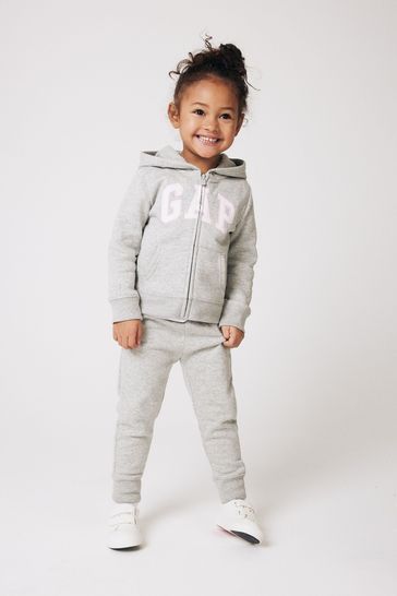 Gap Light Grey Logo Zip Up Hoodie