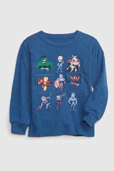 Gap Blue Marvel Avengers Marvel Avengers Graphic Long Sleeve T Shirt