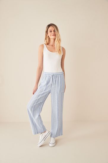 Blue High Rise Pull-On Utility Trousers